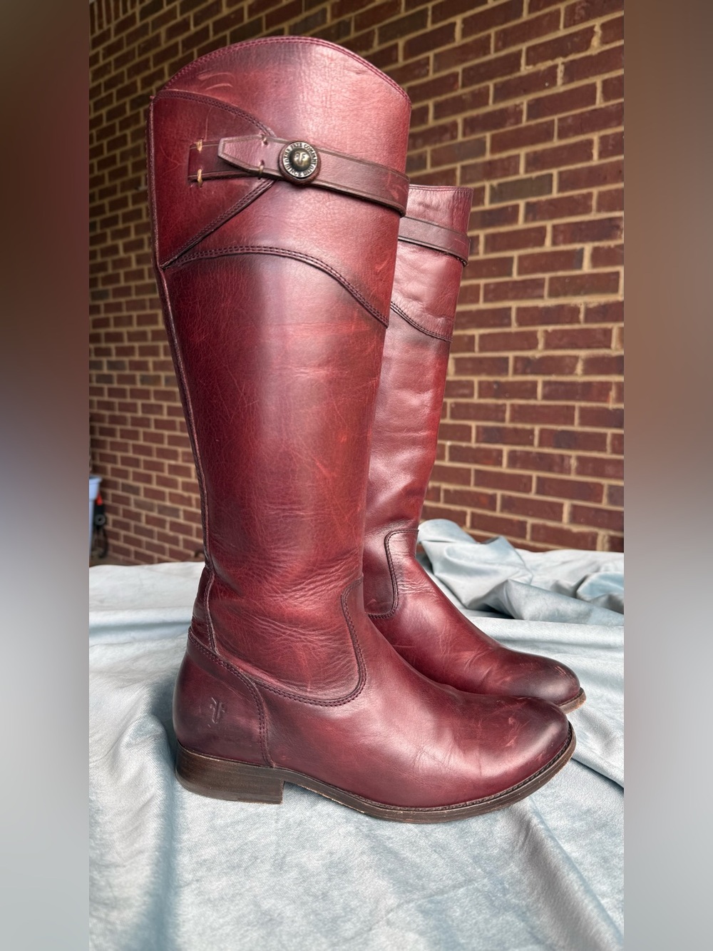 Frye Molly Button Tall Redwood Riding Boots Women's Size 7.5
